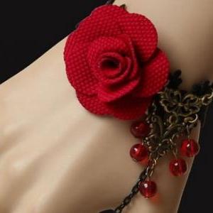 Vintage Royal Rose Lace Vintage Bracelet With Ring..