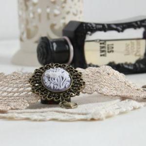 Handmade Quality Vintage Lace Bracelet With Ring..